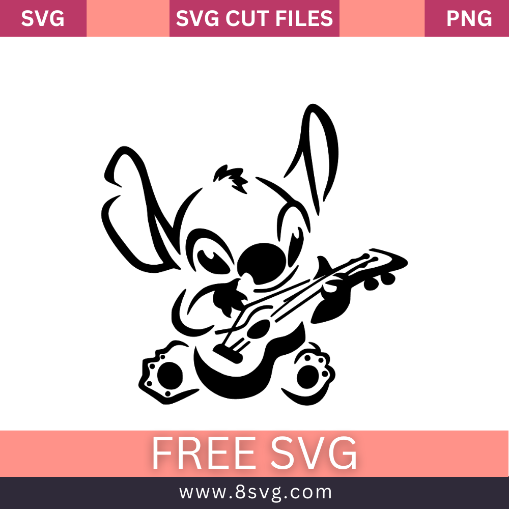 Stitch Playing Guitar Svg Free Cut File for Cricut & silhouette