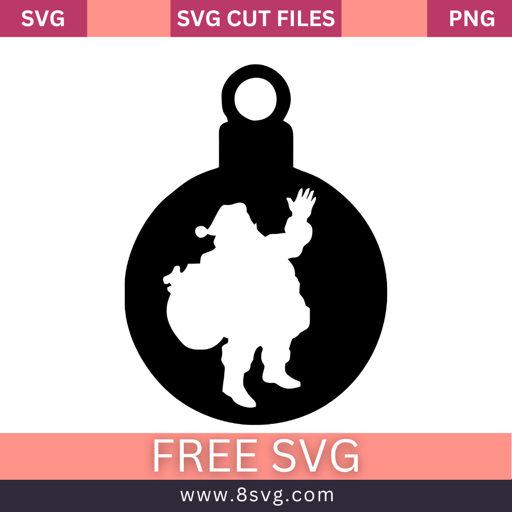 Santa Silhouette ornament for christmas SVG Free And Png Download
