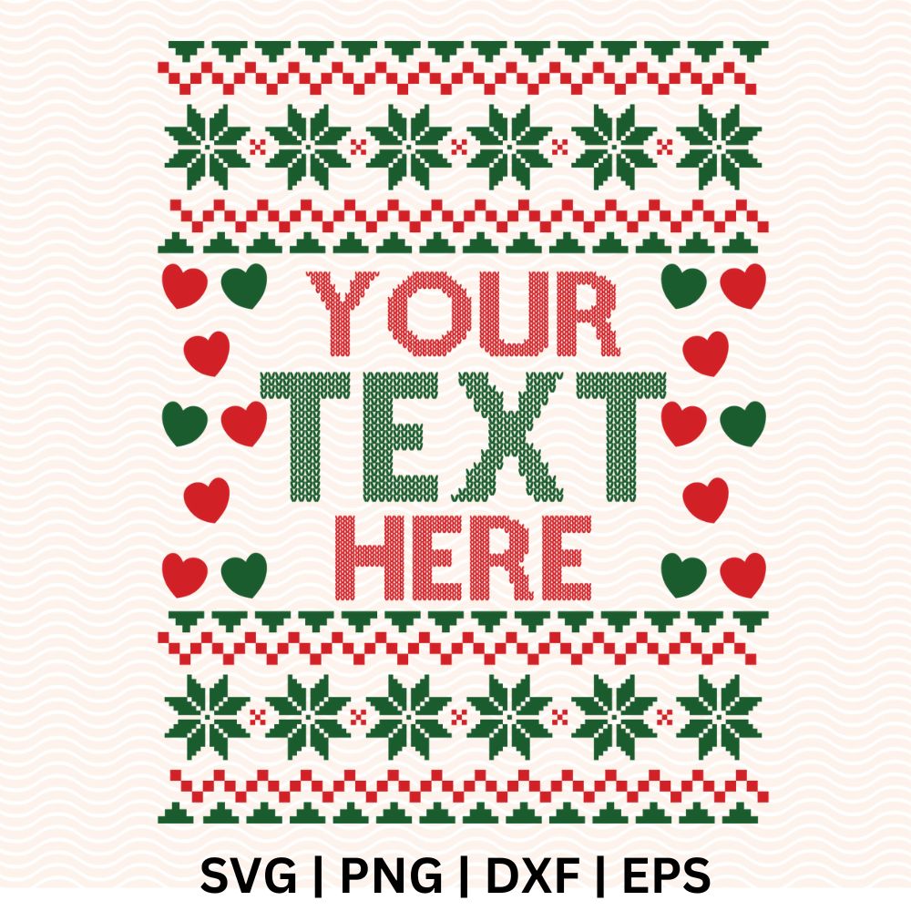 Ugly Christmas Sweater Pattern SVG Free & PNG for Cricut & Silhouette