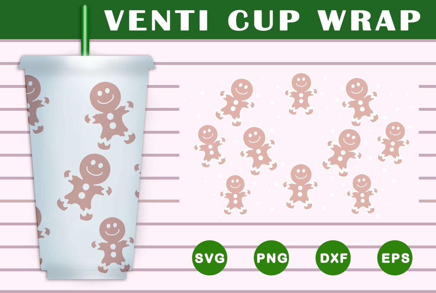 Gingerbread Man Christmas Wrap SVG Free And Png Download- 8SVG