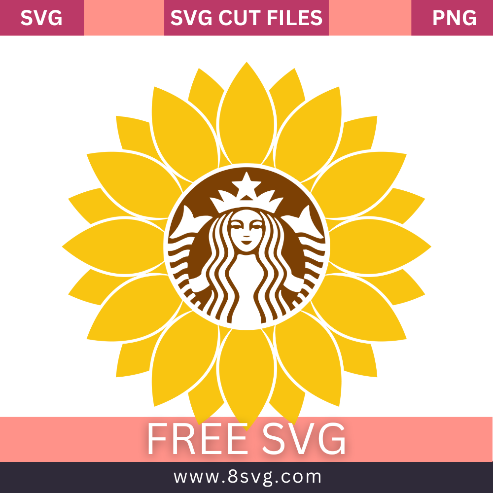 Sunflower Starbucks Coffee Logo SVG Free Cut File