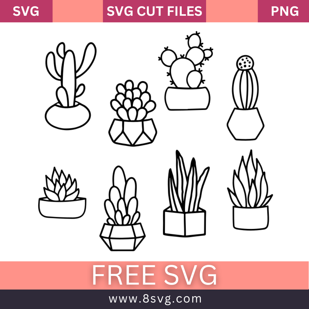 succulent svg free Succulent Bundle SVG Free Cut File for Cricut – 8SVG