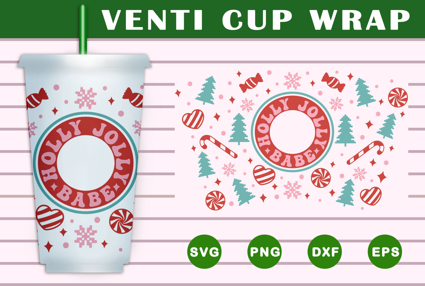 Jolly Babe Christmas Cup Wrap SVG Free And Png Download- 8SVG