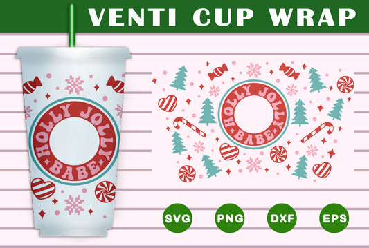 Jolly Babe Christmas Cup Wrap SVG Free And Png Download