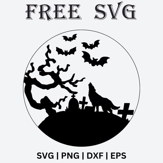 Cross Wolf Halloween keychain SVG free and PNG
