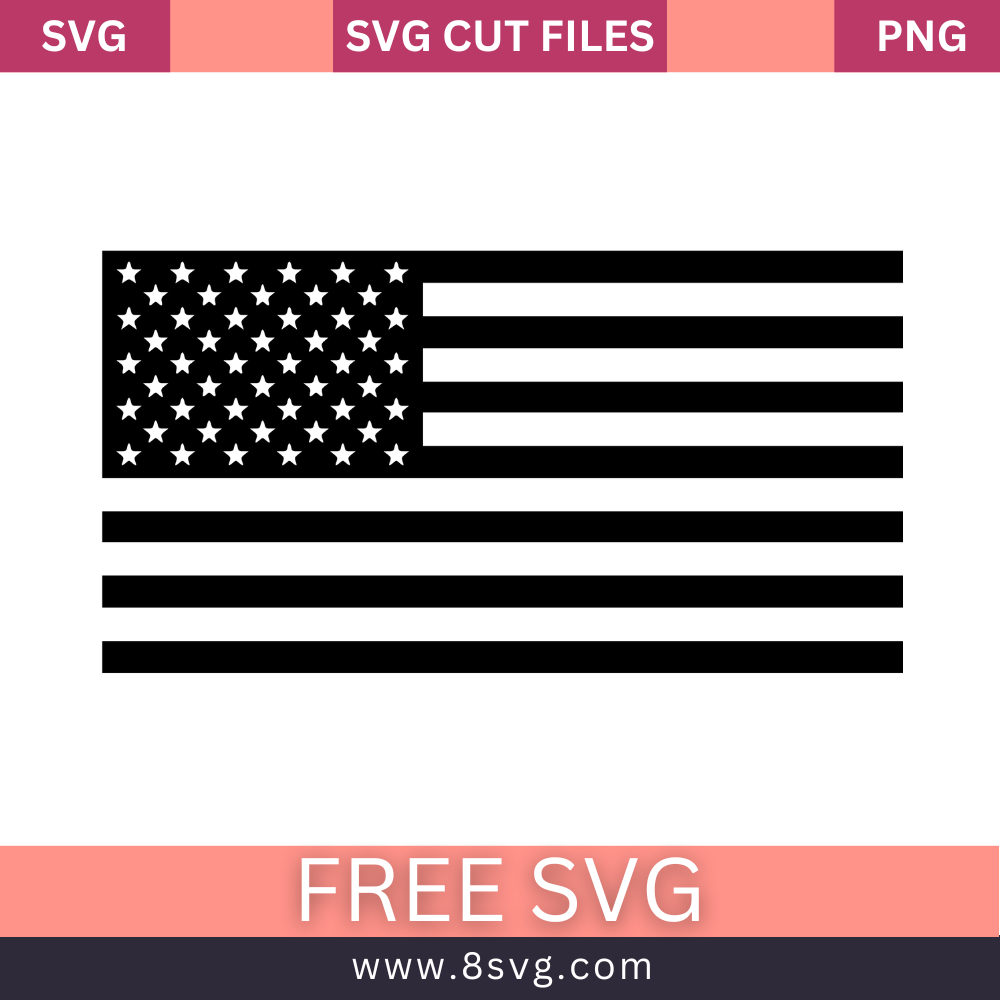 American Flag Black SVG Free Cut File for Cricut