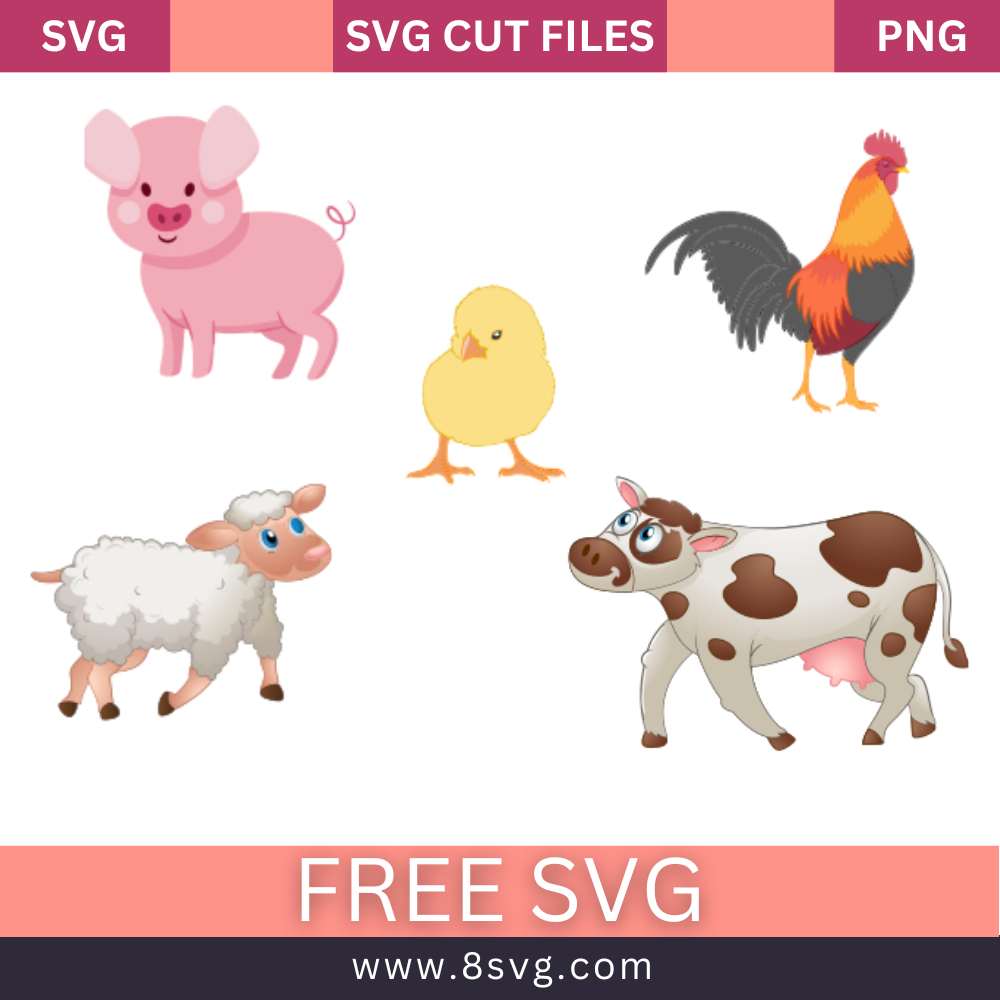 Farm Animals SVG Free Cut File for Cricut