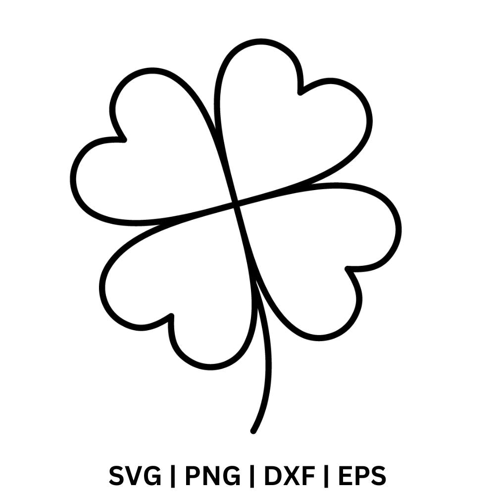 4-leaf clover outline shamrock SVG Free Cut File for Cricut & PNG