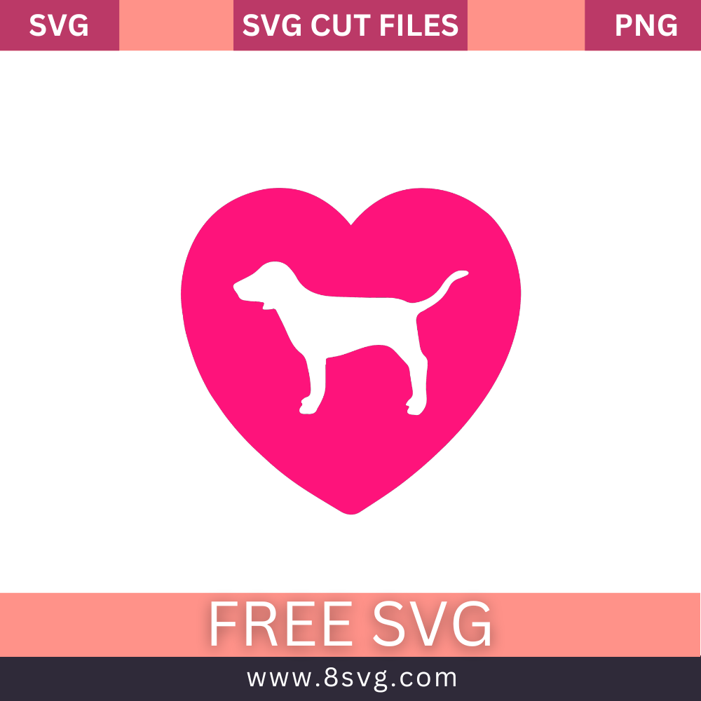 Heart Dog Love Pink SVG Free Cut File for Cricut