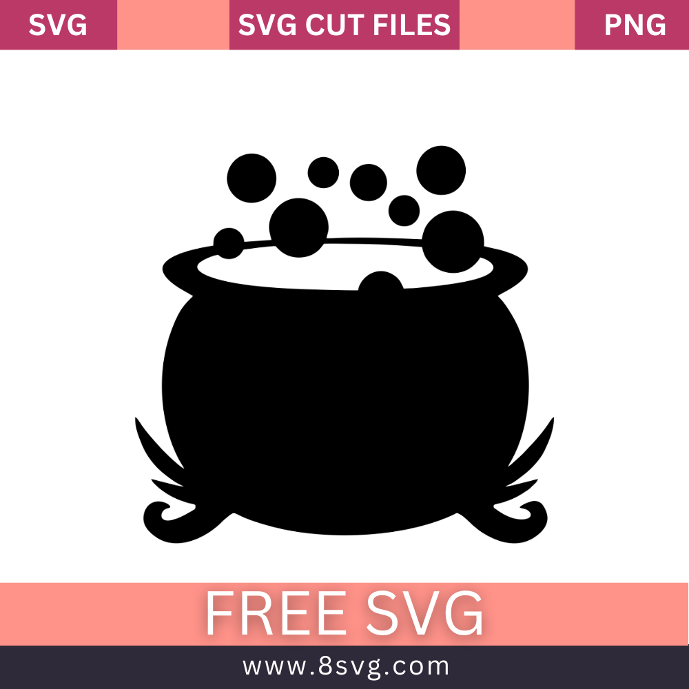 Free Halloween Cauldron Silhouette Witch SVG Free Cut File for Cricut - High Quality SVG Cut File for Cricut, Silhouette, Cameo