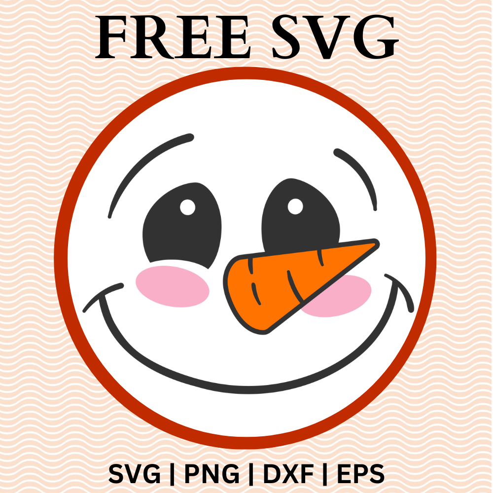 Snowman Smile Christmas Round Sign SVG Free PNG File For Cricut-8SVG