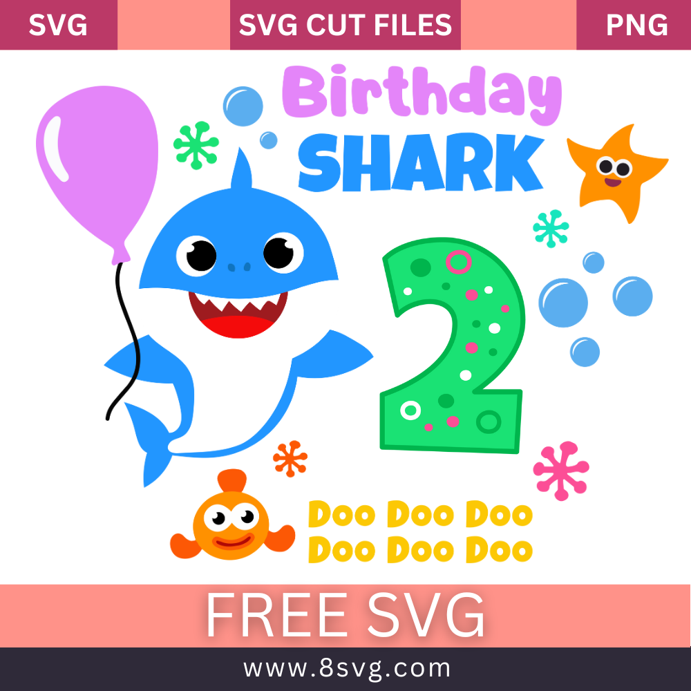 Happy 2nd Birthday Baby Shark Boy Svg Free Cut File For Cricut
