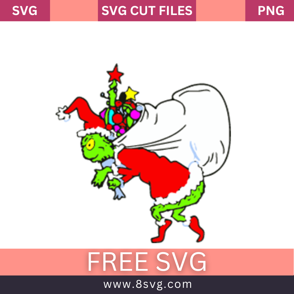 Grinch Stealing Christmas Tree SVG Free Cut File For Cricut