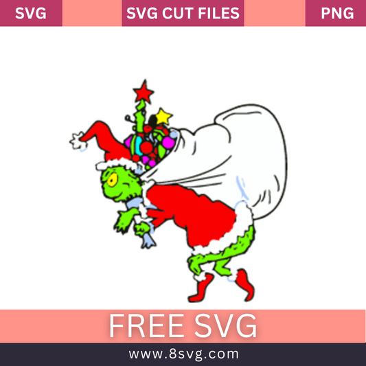 Grinch Stealing Christmas Tree SVG Free Cut File For Cricut