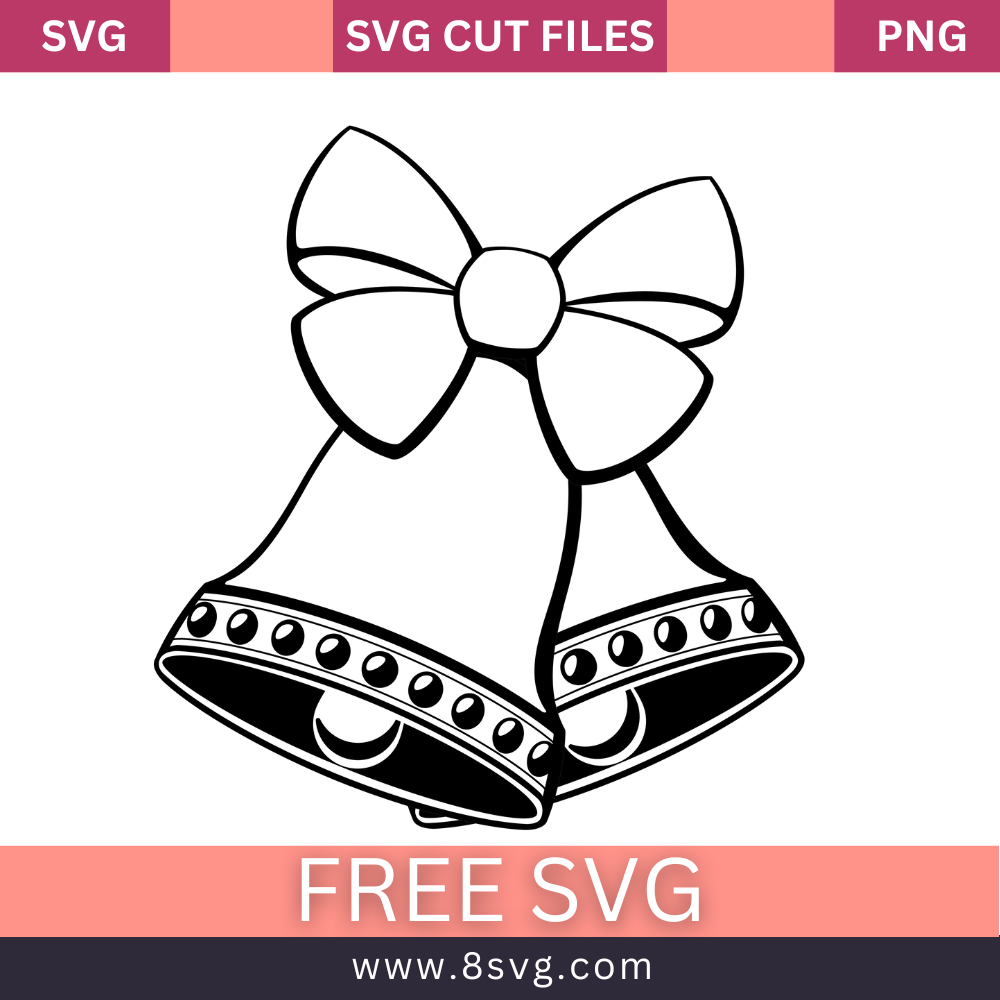 Merry christmas two bells with ribbon simple SVG Free And Png Download-8SVG