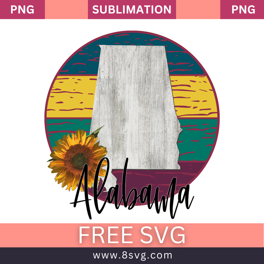 Sunflower State ALABAMA Sublimation Free PNG Download