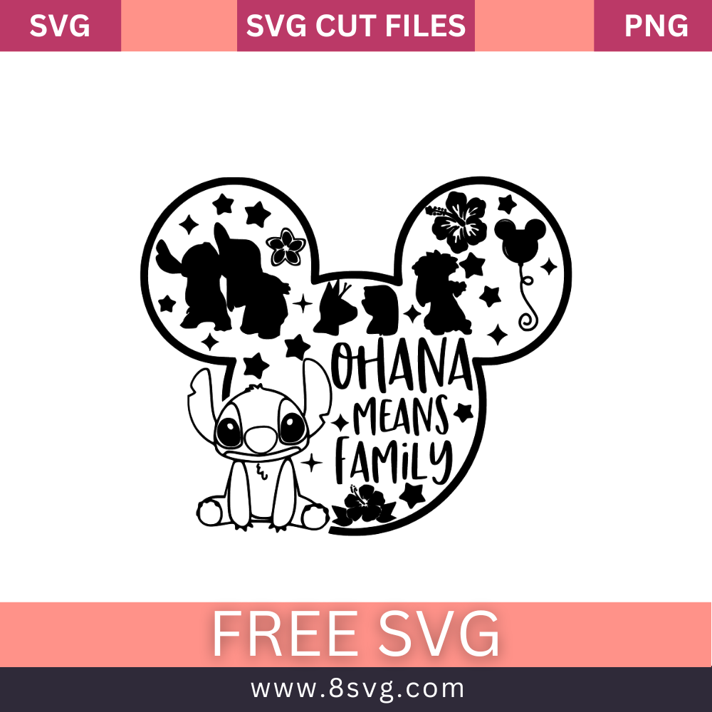 Lilo and Stitch Ohana Means Family Svg Free Cut File