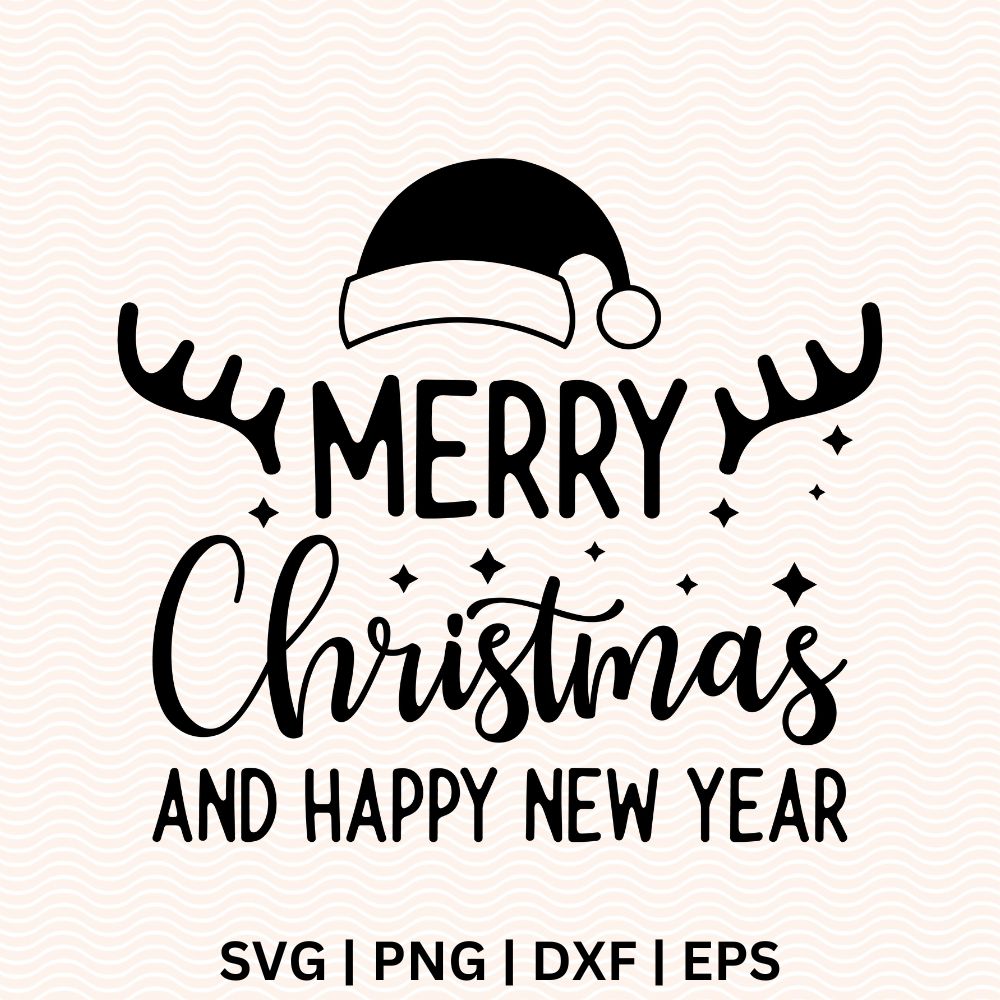 Merry Christmas and Happy New Year SVG Free File for Cricut-8SVG