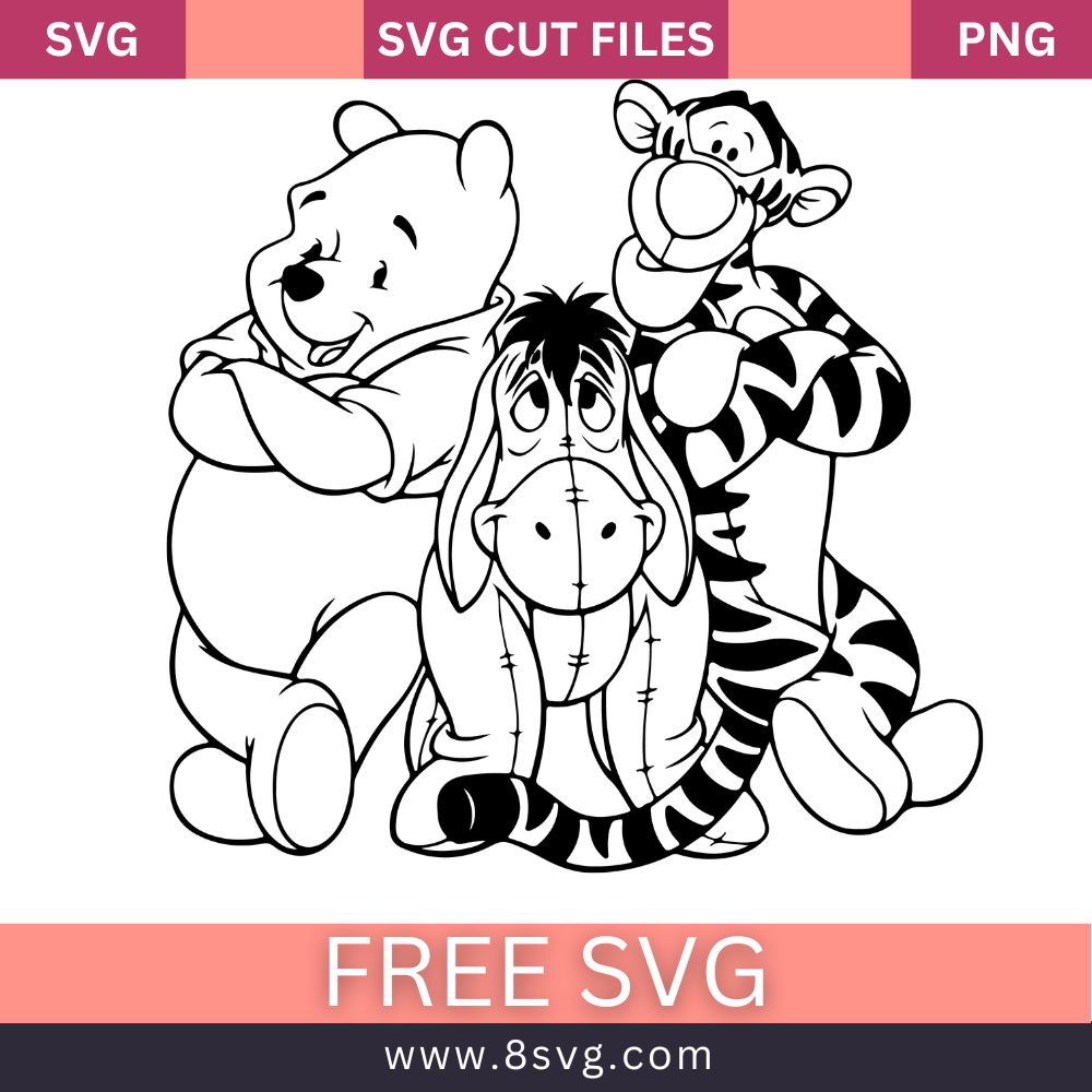 Winnie The Pooh and friends SVG Free cut file Download
