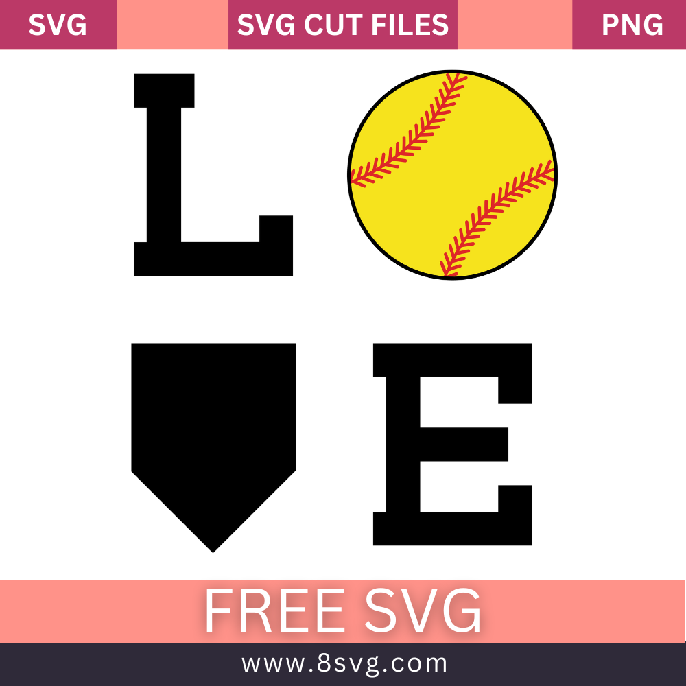Love Softball SVG Free And Png Download
