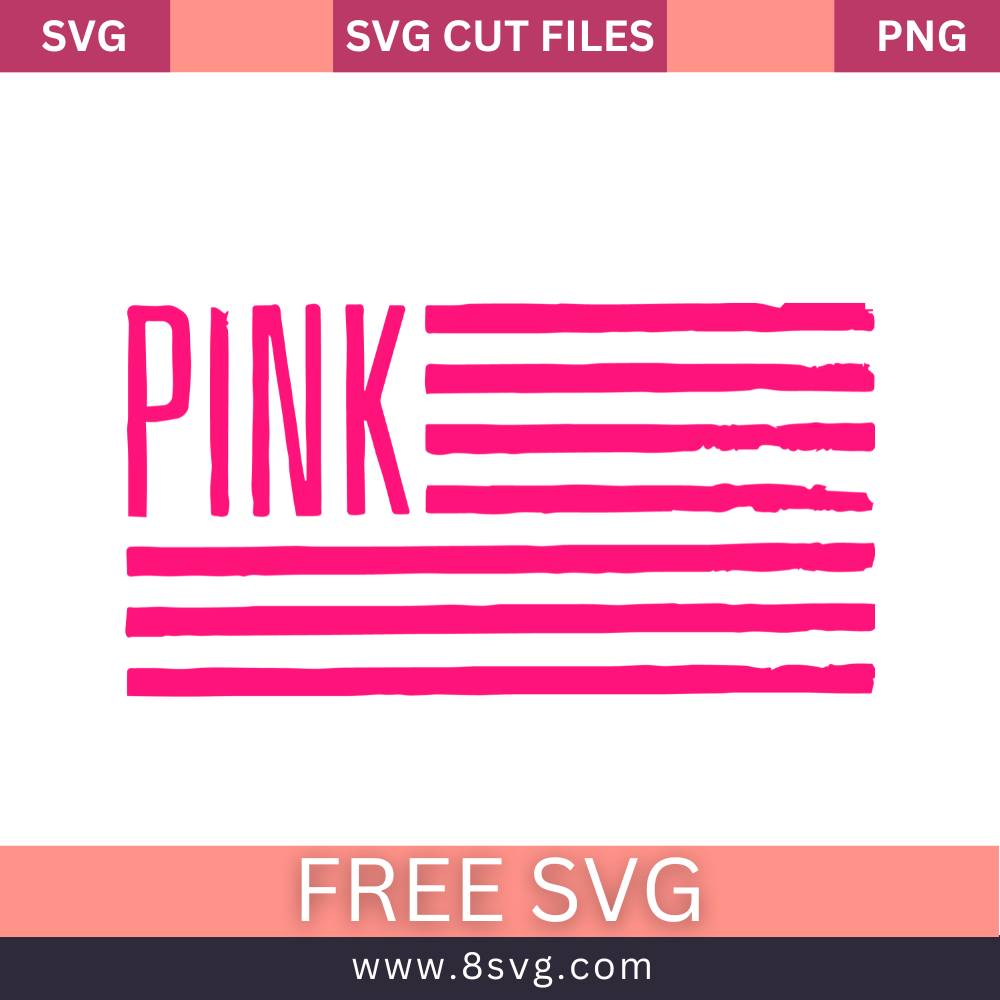USA Flag Love Pink SVG Free Cut File for Cricut