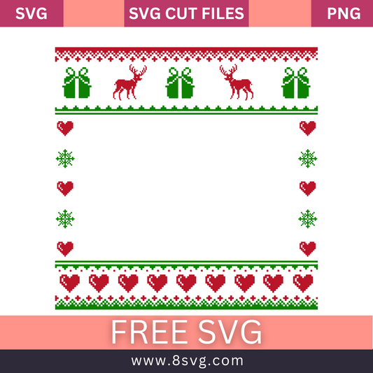 Knitted seamless pattern with Gift deers for Christmas winter green and red sweater SVG Free Png Download