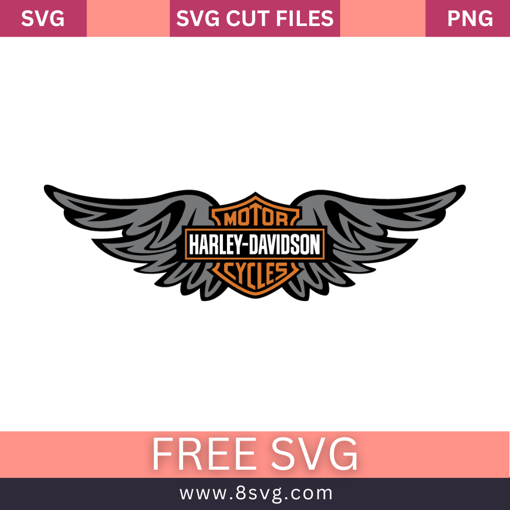 Harley-Davidson Decal Orange Bar & Shield Logo SVG Free Cut File