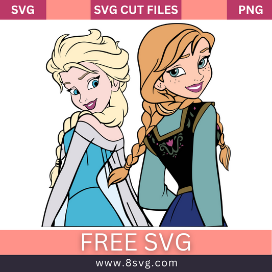 Disney Princess Elsa & Anna layered Frozen Svg Free Cut File