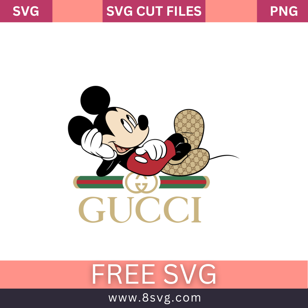 Funny Mickey Luxury Brand Gucci SVG Free Cut File for Cricut