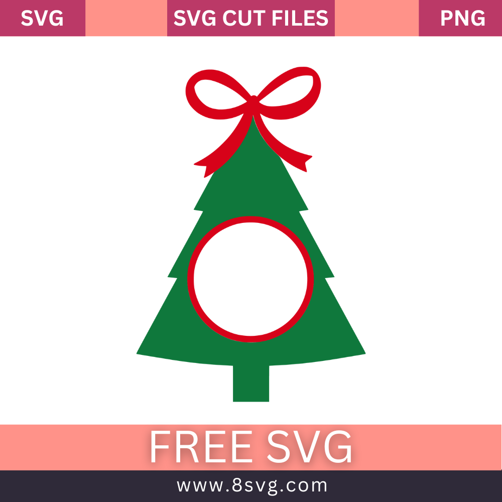Chrismas Tree ribbon monogram icon SVG Free And Png Download