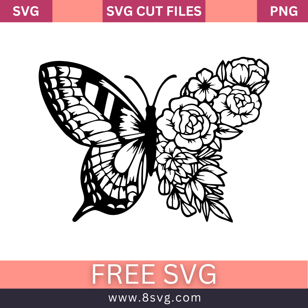 Butterfly svg, Floral butterfly svg, Butterfly with flowers By
