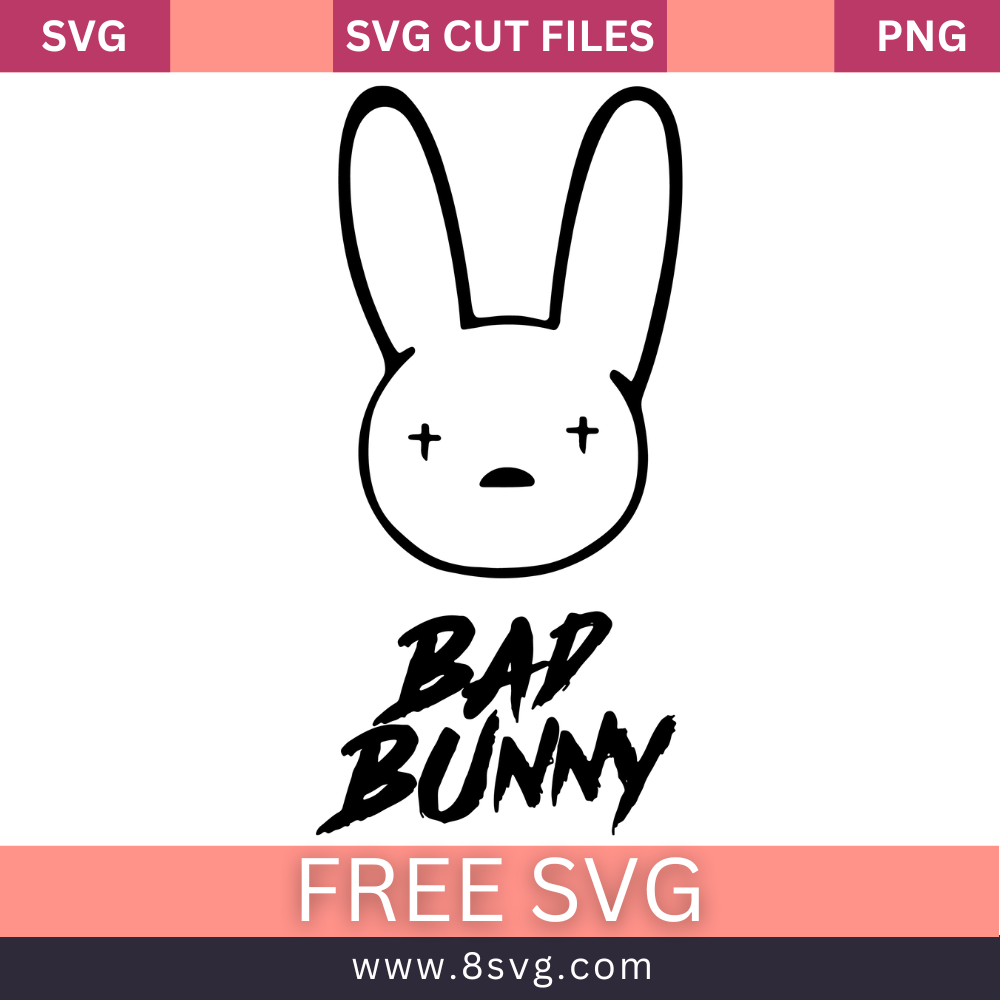 Rabbit Bad Bunny Outline With Text Svg Free Cut File For Cricut