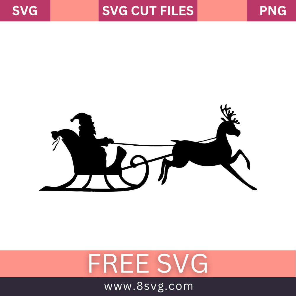 Santa Riding Sleigh Silhouette christmas SVG Free And Png Download