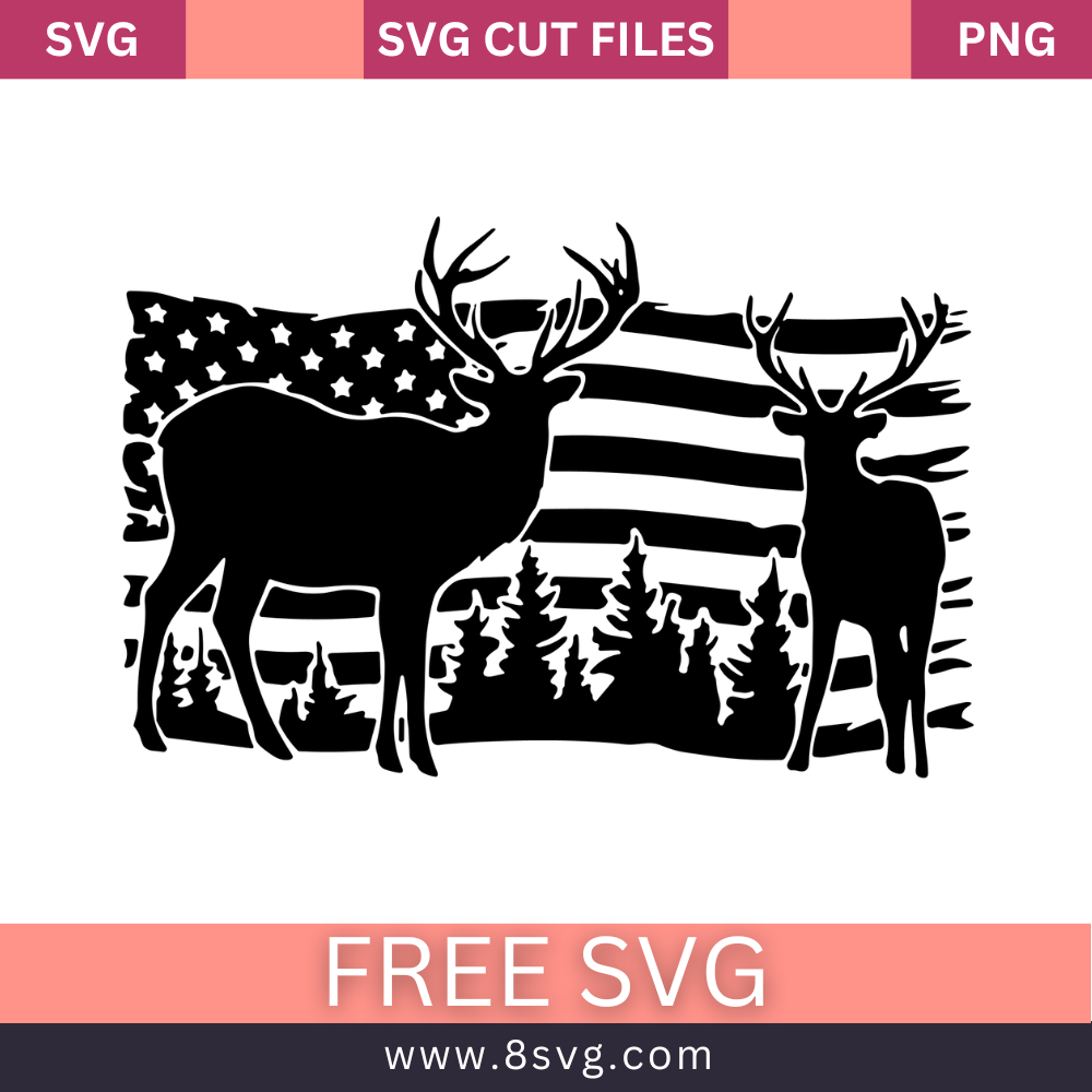 Deer With USA Flag SVG Free Cut File for Cricut