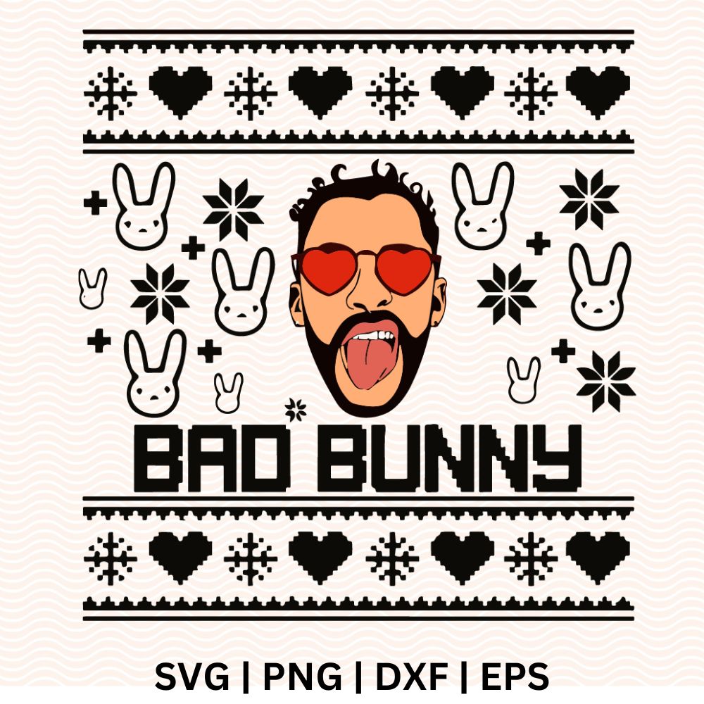 Bad Bunny Ugly Sweater SVG Free & PNG for Cricut & Silhouette-8SVG