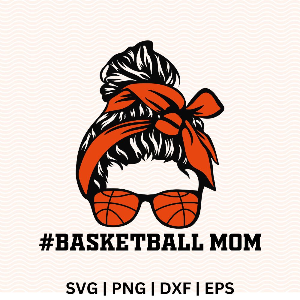 Free Basketball Mom Messy Bun SVG Free - Layered Cut File for Cricut - High Quality SVG Cut File for Cricut, Silhouette, Cameo