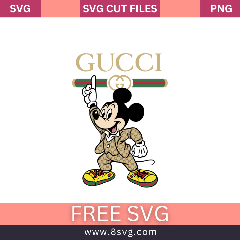 Gucci Mickey Mouse Logo Svg Free Cut File For Cricut