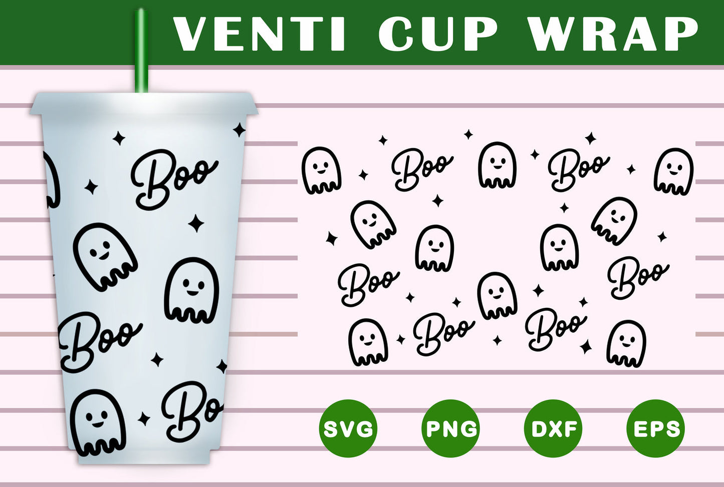 Boo Ghost Full Wrap Tumbler SVG Free And Png Download- 8SVG
