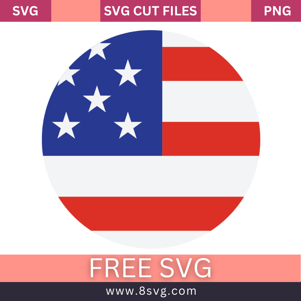usa flag circular icon SVG Free And Png Download- 8SVG
