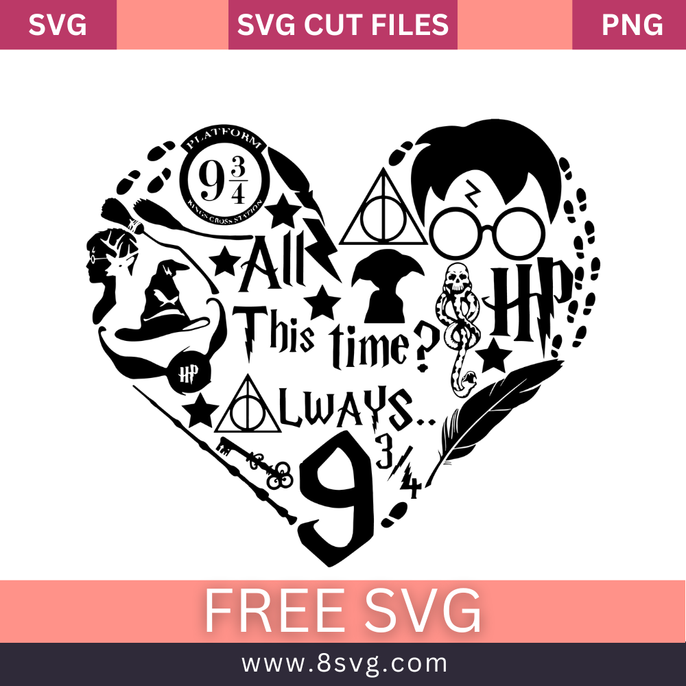 Harry Potter Heart Svg Cut File For Cricut