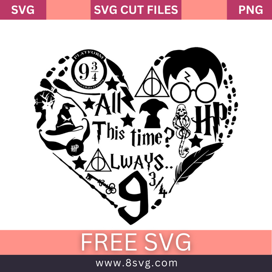 Harry Potter Heart Svg Cut File For Cricut