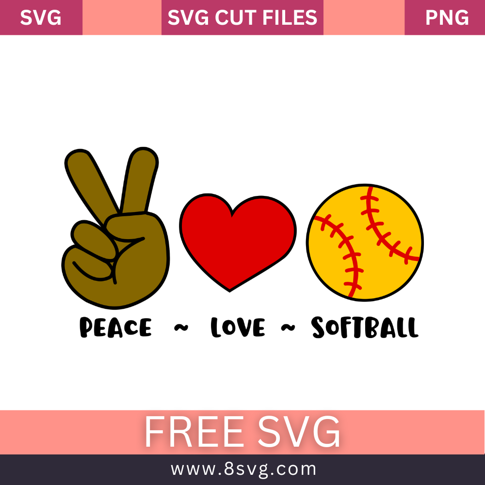 Peace Love Softball SVG Cut File for Cricut