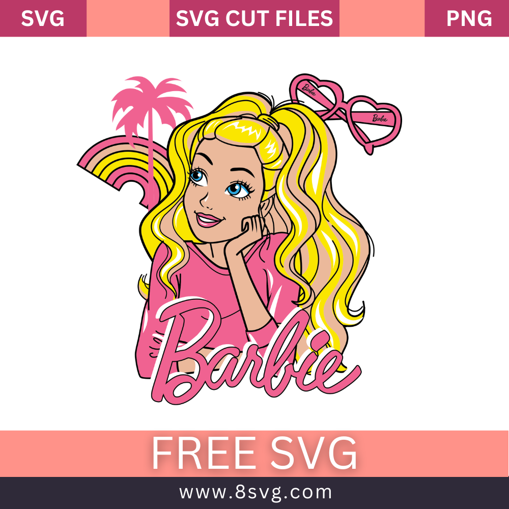 Barbie Girl Beach SVG Free Layered for Cricut and Silhouette