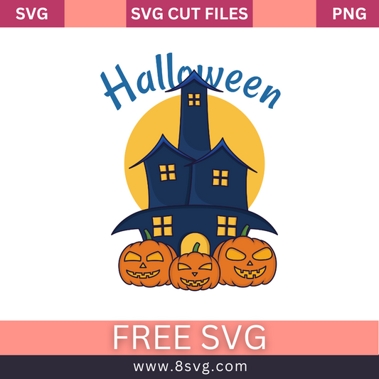 Halloween Spooky House Svg free cut file