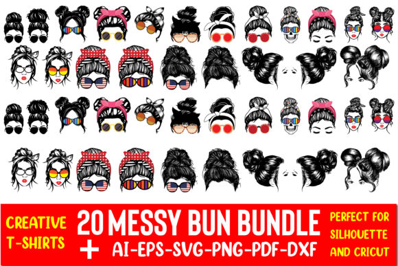 47 messy bun svg bundle- 8SVG