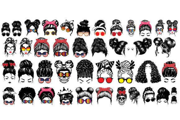 47 messy bun svg bundle- 8SVG