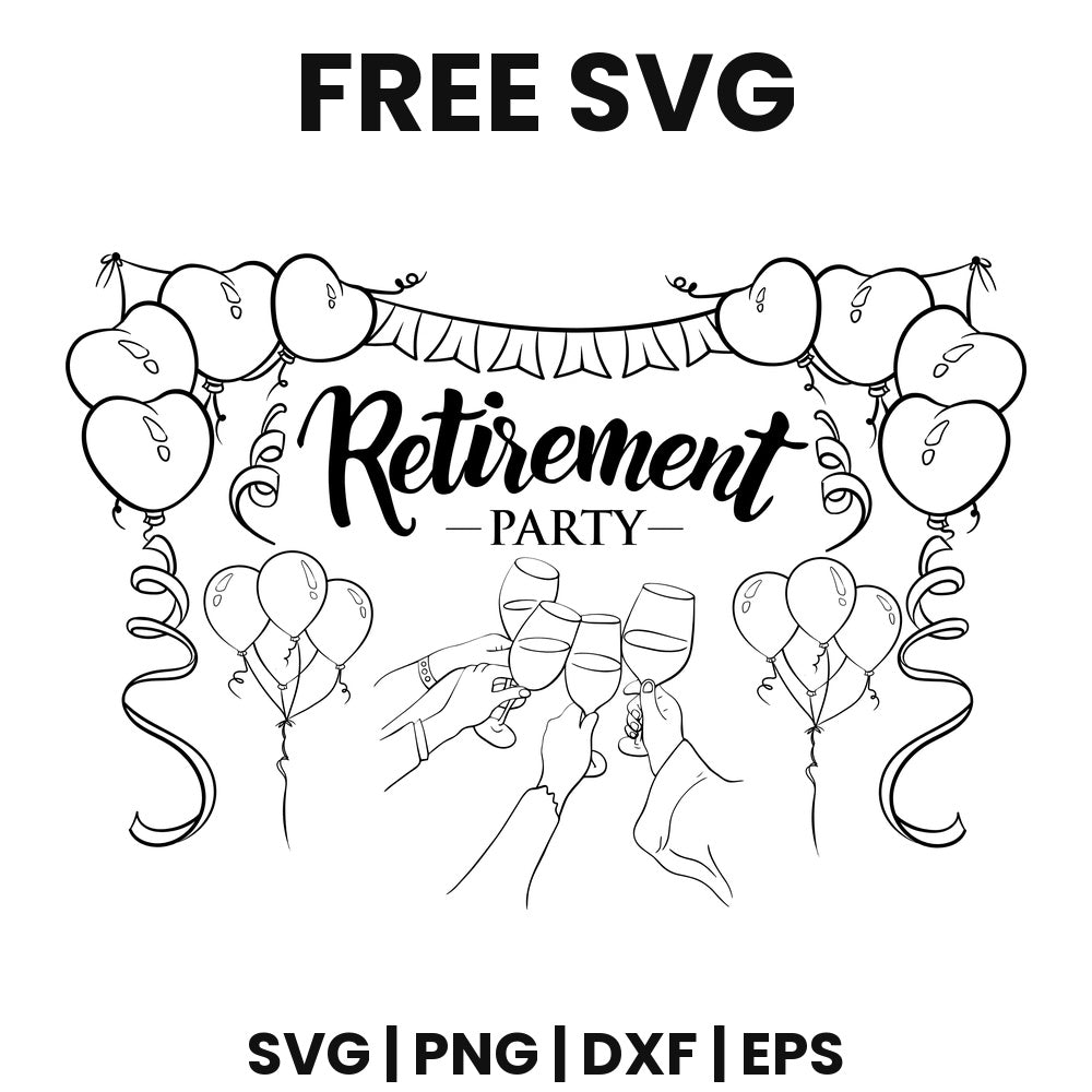 Retirement Party Balloons SVG Free – Celebration Word Art Cut File-8SVG