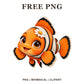 Whimsical Clownfish Daisy Fish Clipart PNG