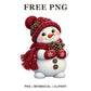 Whimsical Cranberry Knit Snowman Clipart PNG