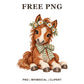 Whimsical Daisy Chestnut Horse Clipart PNG